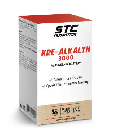 STC Nutrition-Kre-Alkalyn 3000-Muscle Booster-especially for intensive training-according to anti-doping standard-100% vegan-patented active ingredient-80 capsules