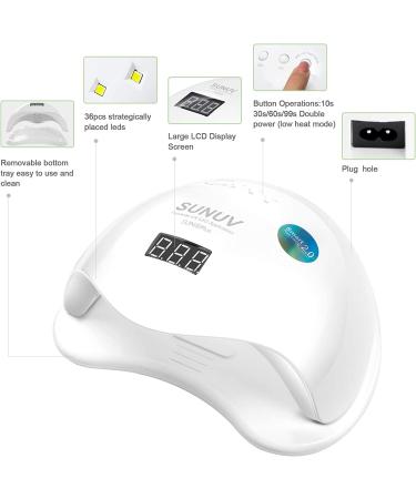 SUNUV 48W UV LED Nail Lamp for Gel Polish Manicure and Pedicure - Professional Dryer with Sensor and 4 Timers - Valentine Gift for Girls Women - Buy Online on GoSupps.com