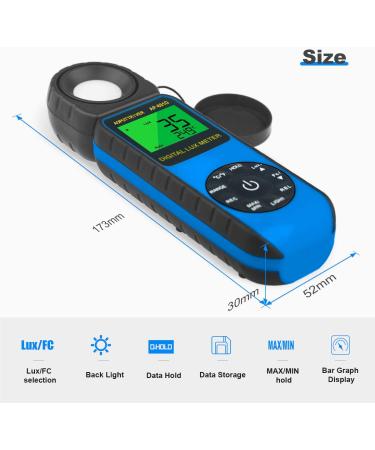 AP-881D Digital Light Meter with Ambient Temperature Measurement up to 400,000 Lux - Rotatable Head, 270 Display, Data Hold, Backlight (Blue) - Buy Online on GoSupps.com