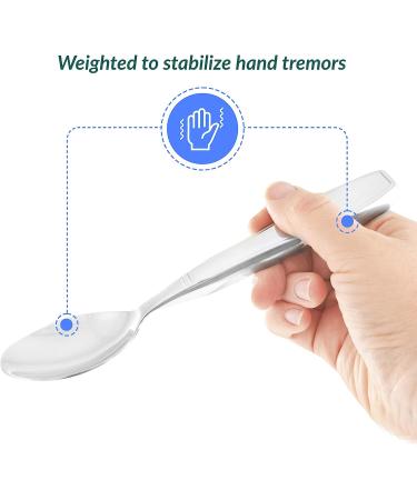 7 oz Weighted Eating Utensils by Celley - 4pc Stainless Steel Set for Parkinson's & Tremors - Old English Bead Design - Buy Online on GoSupps.com