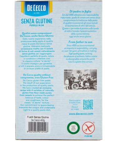 14x De Cecco Fusilli glutenfree No 34 glutenvrije pasta pasta pasta 400G + Italiaanse gourmet pulp 400g - Buy Online on GoSupps.com