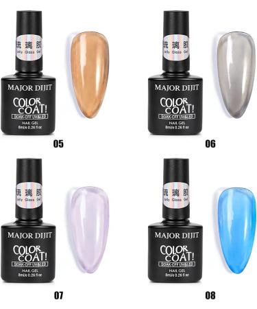 DouborQ Jelly Glass Gel Nail Polish Set 8ML 12 Colors Blue Red Purple Rainbow Neon Yellow Green Orange Summer Crystal Sweet Gel Polish Kit Translucent Soak Off UV Varnish Gel 12Color Jelly Gels Set - Buy Online on GoSupps.com