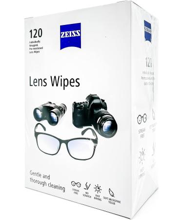 ZEISS Lens Cleaning Wipes - 120 Pre-Moistened Individually Wrapped Wipes for Coated Glass on Binoculars, Glasses, Sunglasses, Camera Lenses, and Scopes - Buy Online on GoSupps.com