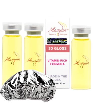 Mavylin 3D GLOSS Hair BTX Ampoules Repair Treatment for Dry or Damaged Hair - for a Healthy and Super Shiny Hair - Formaldehyde Free - B6 B5 Panthenol - 3 Treatments 0.5 Fl Oz (Pack of 3)