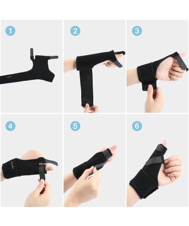 Doeplex Trigger Thumb Splint - Adjustable Thumb Spica Support Brace for Men & Women - Relieves Pain, Sprains, Arthritis, Tendonitis - One Size Fits Right or Left Hand - Black - Buy Online on GoSupps.com