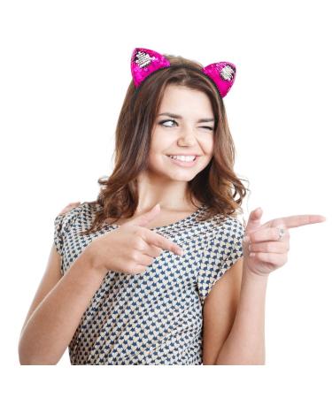 Beinou Reversible Sequin Cat Ear Headband - 12-Pack Shiny Hair Hoops for Girls and Women | Cute Bling Kitty Hair Accessories for Daily Wear and Parties - Buy Online on GoSupps.com