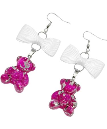 Feyley Fashion Bowknot Earrings | Colorful Resin Dripping Bear Trailer Danglers | Unique Cartoon Sweets Jewelry Gift - Buy Online on GoSupps.com