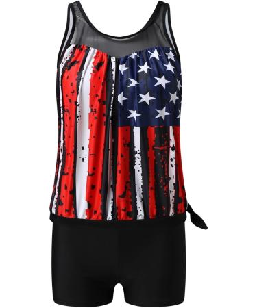 oelaio Two Piece Blouson Tankini Swimsuits for Women Modest Bathing Suits Loose Fit Swimwear Tank Top with Boy Shorts Red - Buy Online on GoSupps.com