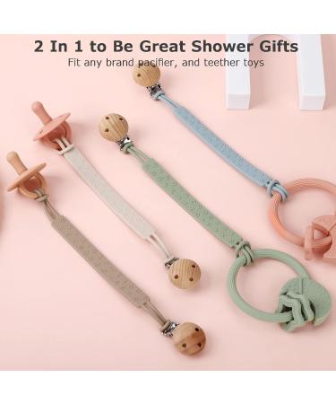 Eoopoon 2 Pack Silicone Pacifier Clips for Baby Boys and Girls - BPA Free, Flexible, Durable - Sand Light Grey - 3 Month+ Teether Toys - Buy Online on GoSupps.com