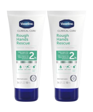 Vaseline Clinical Care Rough Hands Rescue - Healing Hand Cream for Dry Cracked Hands Jelly Hand Lotion for Women & Men Fragrance Free 3.4 Oz (Pack of 2)