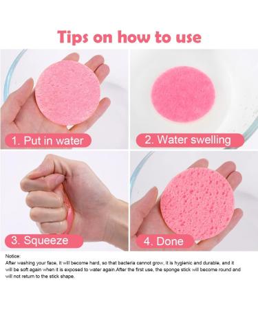 AUAUY Compressed Facial Sponges 60 Count Cellulose Facial Sponges for Daily Cleansing 100% Natural Wood Pulp Cotton Face Washing Sponge for Facial Cleansing Exfoliating Mask Makeup Removal 60 Pink - Buy Online on GoSupps.com