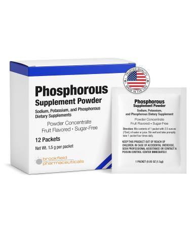 Phosphorus Supplements 12 Packets Dietary Supplements Powder with Sodium Phosphate and Potassium Phosphate Fruit Flavored Phosphorous Supplement Powder for Electrolyte Bone Health & Kidney Health