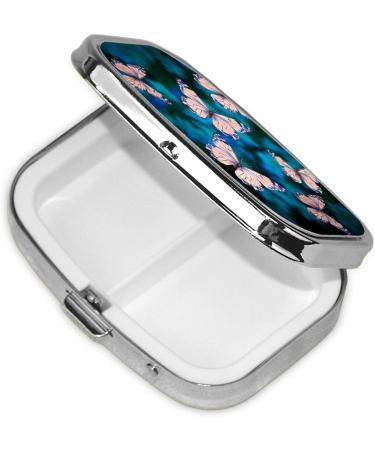 Cute Butterflies Small Pill Case | 2 Compartment Travel Pill Organizer for Purse & Gifts - Buy Online on GoSupps.com