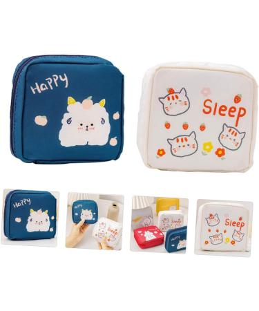 2pcs Napkin Storage Bag Zippered Wallets for Women | Mini Wallet & Makeup Bag Set | Large-capacity Menstrual Pad Pouch Coin | Ladies Wallets & Coin Purse - Buy Online on GoSupps.com