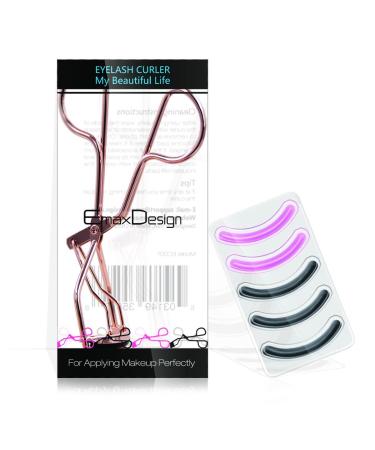 Emax Design Pain-Free Eyelash Pliers | Stainless Steel Makeup Tool with 5 Silicone Pads | Red Gold | Perfect for Curved Eyelashes - Buy Online on GoSupps.com