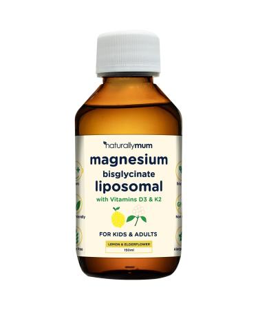 Magnesium Liposomal | with Vitamins D3 & K2 | Magnesium Bisglycinate | for Children & Adults | Highly Absorbable Liquid Supplement | Lemon & Elderflower Flavour | 30-Day Supply | 5 fl oz