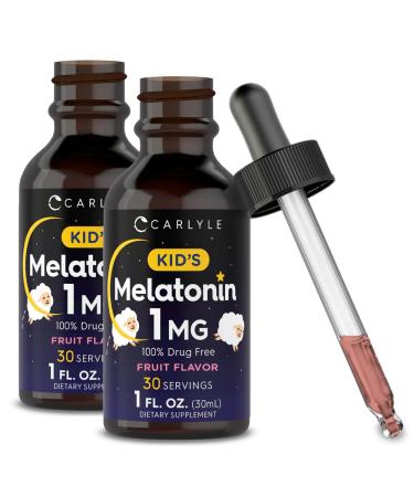 Carlyle Kids Melatonin Liquid | 1 fl oz | Two Pack | Fruit Flavor | Drug Free Childrens Supplement