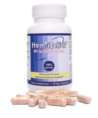 Western Herbal and Nutrition | Hem-Relief 911 for Hemorrhoids | 100% Natural Formula | Alleviate Pain, Itching, Burning | Fast Acting Supplement | Internal & External Treatment | 90 Vegetarian Caps