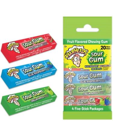 War-heads Sour Gum Fruit Flavored Chewing Gum Bubble Gum Candy Snacks Blue Raspberry Watermelon and Green Apple (Pack of 02) - Buy Online on GoSupps.com