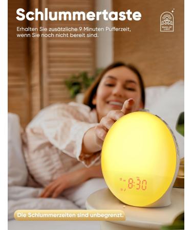 RGB Dynamic Light Alarm Clock - Sunrise Simulation 14 Colors 7 Natural Sounds Dual Alarms & Slumber Function - International Shipping - Buy Online on GoSupps.com