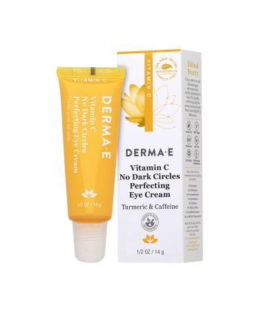 DERMA-E Vitamin C No Dark Circles Perfecting Eye Cream – Color Correcting Vitamin C Eye Cream with Turmeric and Caffeine for Fine Lines and Under Eye Puffiness, 0.5 Oz 0.5 Ounce (Pack of 1)