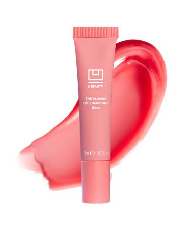U Beauty The PLASMA Tinted Lip Compound - Anti-Wrinkle & Anti-Aging Treatment - Shimmery Plumping Lip Gloss Hyaluronic Acid Shea Butter Salicylic Acid & Peptides Deeply Hydrate Rose - 15 mL Rose - Pale Petal Pink