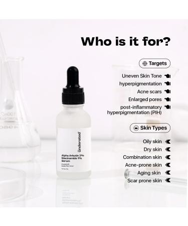 Underated Alpha Arbutin 2% + Niacinamide 1% Face Serum with Kakadu Plum Extract | Lightweight Daily Serum for Even-Looking Skin Tone | Suitable for All Skin Types | 30g - Buy Online on GoSupps.com