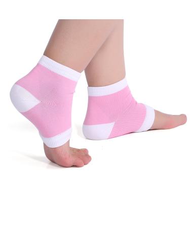 Moisturizing Heel Socks Open Toe Socks Cracked Gel Heel Socks for Dry Hard Cracked Heels Toeless Spa Socks Heel Repair Socks for Women Foot Care Gel Moisturizer Socks (Pink)