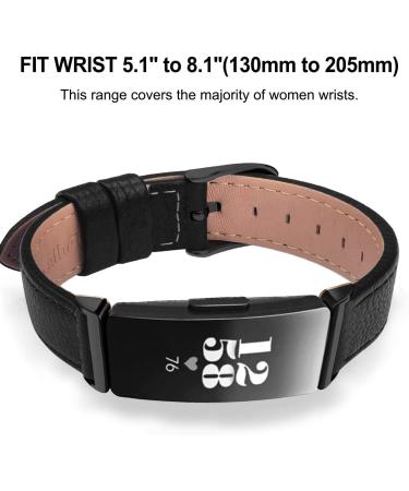 Leather Wrist Band Compatible with Inspire HR/Inspire/Inspire 2 - Black Strap for Men and Women - Buy Online on GoSupps.com