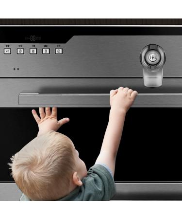2 Pcs Child Safety Oven Door Lock,Heat-Resistant Baby Proof Oven Lock for Kitchen Safety, Use 3M Adhesive (Clear-Black)