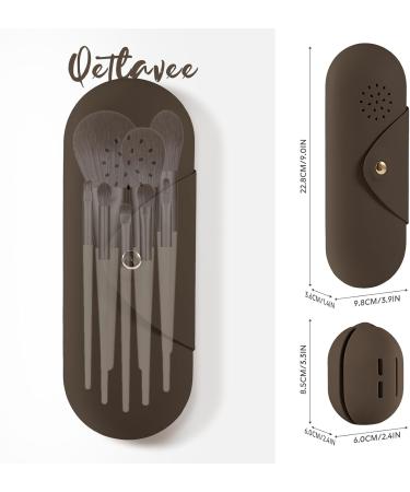 Qetlavee Silicone Makeup Bag & Brush Container Set | Portable Travel Essentials with Magnetic Snap Design (Brown) - Buy Online on GoSupps.com