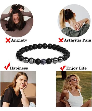2Pcs Anti-Swelling Black Obsidian Anklet - Lymphatic Drainage Magnetic Therapy Bracelet - Buy Online on GoSupps.com
