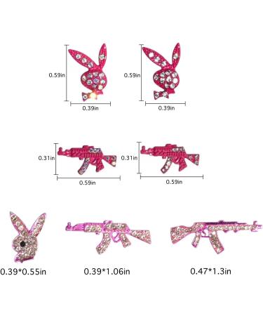 3D Gun Nail Charms 22PCS - Gold, Silver, Pink Alloy Rabbit Rhinestone Nail Art Decorations - Buy Online on GoSupps.com