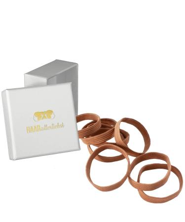 HAARallerliebst hair ties extra wide (8 pieces | dark beige | 5 cm) including box for storage (box colour: white)