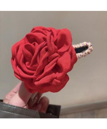 Limtula Fabric Rose Hair Clip Sweet Ballet Bowknot Hairpin Hair Styling Decors for Thin Hair Korean Style Headpiece Red flower clip - Buy Online on GoSupps.com