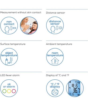 Beurer FT95 Contactless Thermometer with Bluetooth & Free App - Fever Alert, Memory Function - Monitor Temperature Effectively - Buy Online on GoSupps.com