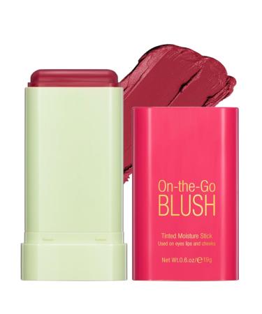 Multi-Use Cream Blush Stick for Cheeks KQueenest Long-Lasting Smooth Contour Beauty Wand Matte Blushes Makeup for Eyes&Face&Lip Lightweight Waterproof Natural Tinted Moisturizer Stick for All Skin #2 Hot Red Warm Red