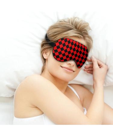 Red and Black Checkered Sleep Mask for Women | Adjustable Eye Shades & Elastic Strap International Shipping Available - Buy Online on GoSupps.com