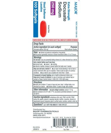 Buy MAJOR Docusate Sodium 250MG - Gentle Stool Softener for Easy Relief | Fast International Shipping - Buy Online on GoSupps.com