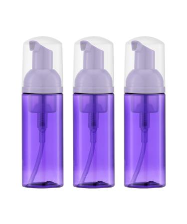 Owlyee 2oz Foam Bottle (3PCS) Empty Foaming Pump Dispenser for Hand Soap, Lash Cleanser, Shampoo to Travel (60ml, Purple) 3Pcs Purple
