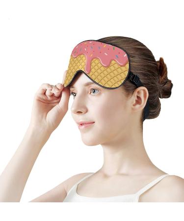 Buy Strawberry Cream Waffle Sleep Mask - Pink & Yellow | Soft Light-Blocking Eye Cover for Women | Adjustable Strap Blindfold Eye Shade - Buy Online on GoSupps.com