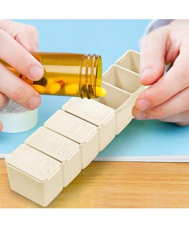 7-Day Pill Organizer with Braille Labels - Travel-Friendly Medication Dispenser for Vitamins and Supplements (Beige) - Buy Online on GoSupps.com