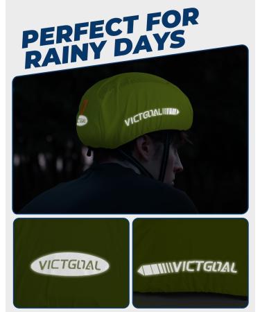Victgoal Waterproof Bicycle Helmet Rain Cover - Neon Yellow with Reflectors | Unisex Elastic Cap for Ultimate Protection - Buy Online on GoSupps.com