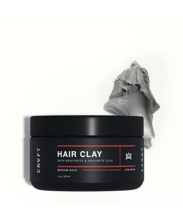 CRVFT Hair Clay 2oz | Medium Hold/Zero Shine Matte Finish | Add Volume & Texture | Ideal for Textured, Short & Medium Styles | Reworkable | High Density Clay Base, Stylist Approved Unscented