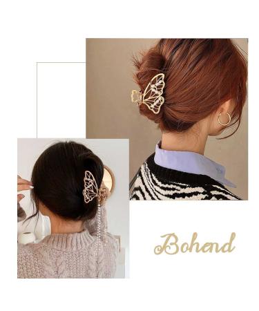 Bohend Pearl Hair Claw Bow Large Thick Hair Clip with Tassels | Stylish Hair Accessories for Women & Girls - Buy Online on GoSupps.com