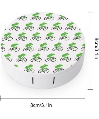 Frog Riding Bike Round Case For Contact Lens Kit Storage Box with Mirror Printed - Buy Online on GoSupps.com