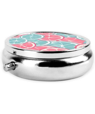 Buy Pink Blue Citrus Slices Round Pill Box - 3 Compartments Portable Organizer for Travel & Purse - Buy Online on GoSupps.com