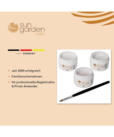 Buy Sun Garden Nails Acrylic Powder Set (3x30g) & Brush - Perfect Acrylic Fingernail Kit for Flawless DIY Nails - Buy Online on GoSupps.com