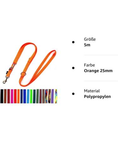 Adjustable Double Dog Leash 5m for Large Dogs - 25mm Width - Orange | Durable & Versatile Leashes for International Shipping - Buy Online on GoSupps.com