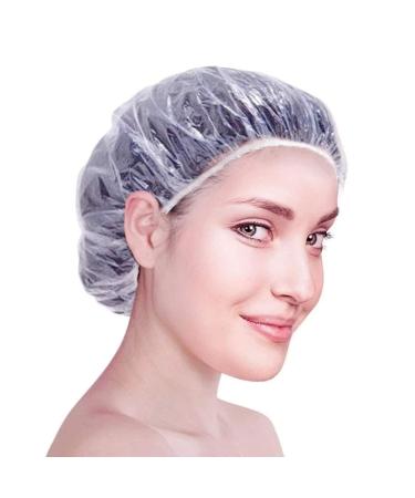 125Pcs Disposable Shower Caps - Plastic Shower Cap Disposable  Clear Waterproof Plastic Caps for Women Hair Spa Salon Hotel Travel